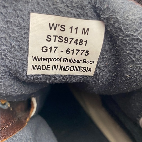 Sperry Navy and Brown Duck Boots women 11M leather rubber outdoor snow rain fall - Picture 7 of 11